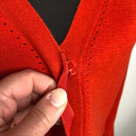 Cabi Passage red mixed ribbed knit snap front v neck cardigan size Medium #3888 - Picture 7 of 14